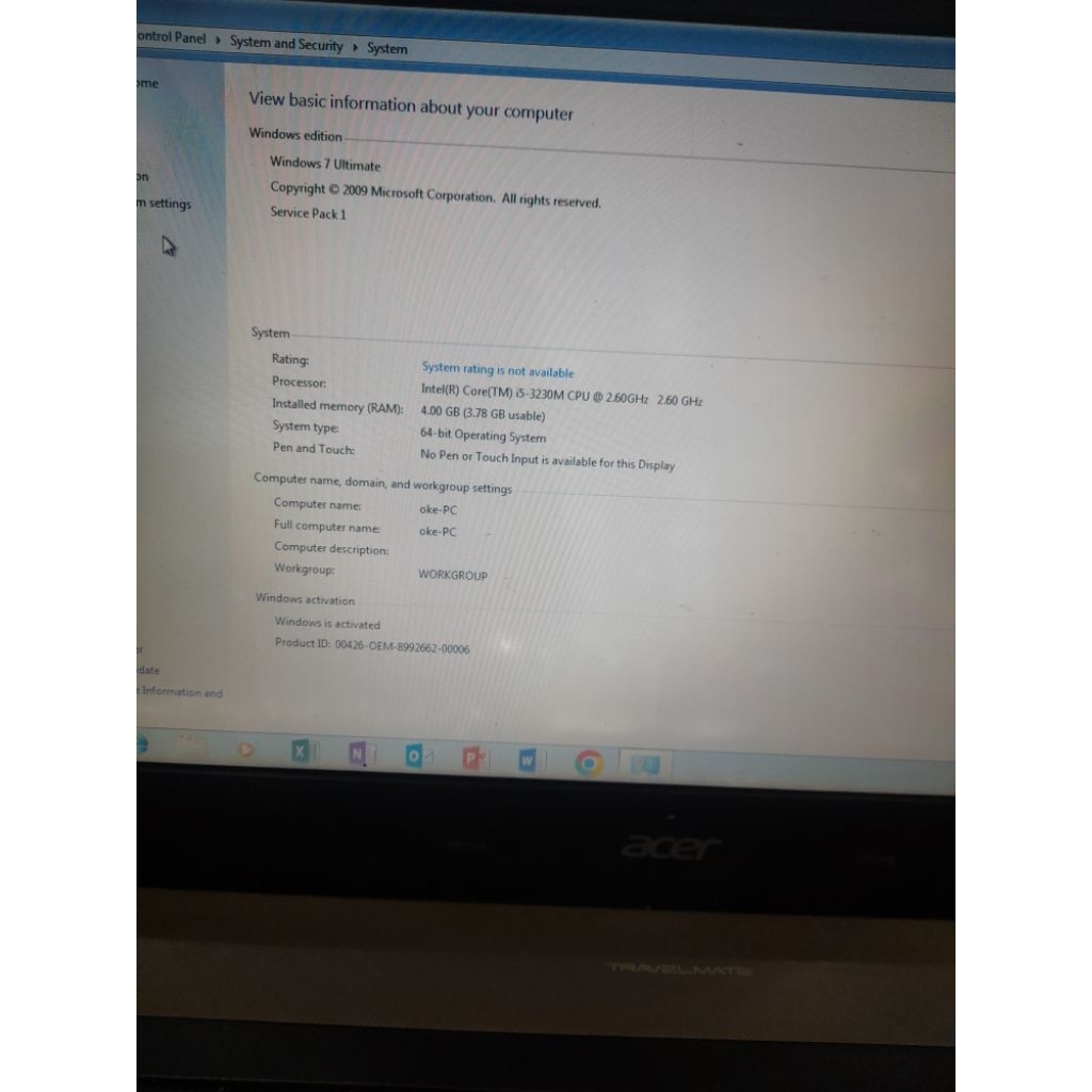 LAPTOP ACER TRAVELMATE P643-M INTEL CORE I5-3230M