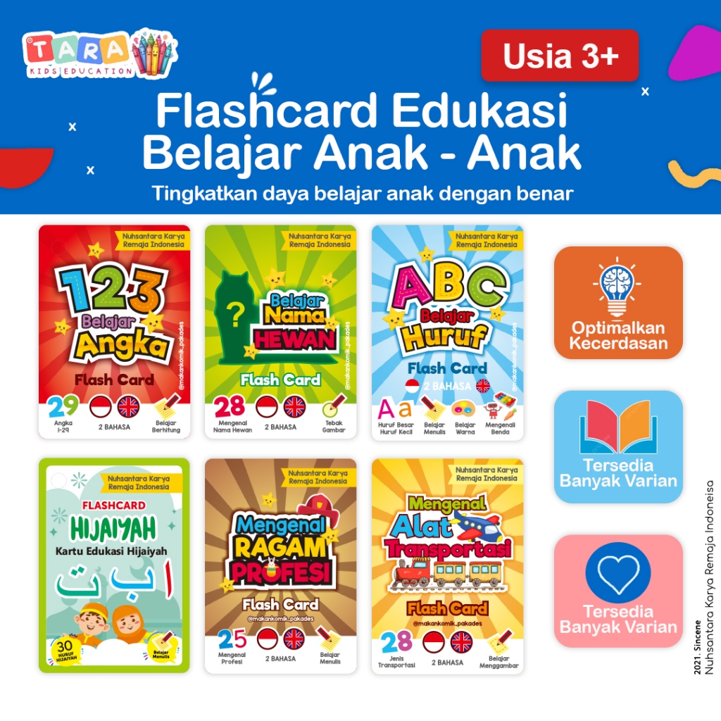 TARA - Flash Card Mainan Edukasi Anak / Flashcard Kartu Pintar Belajar Anak