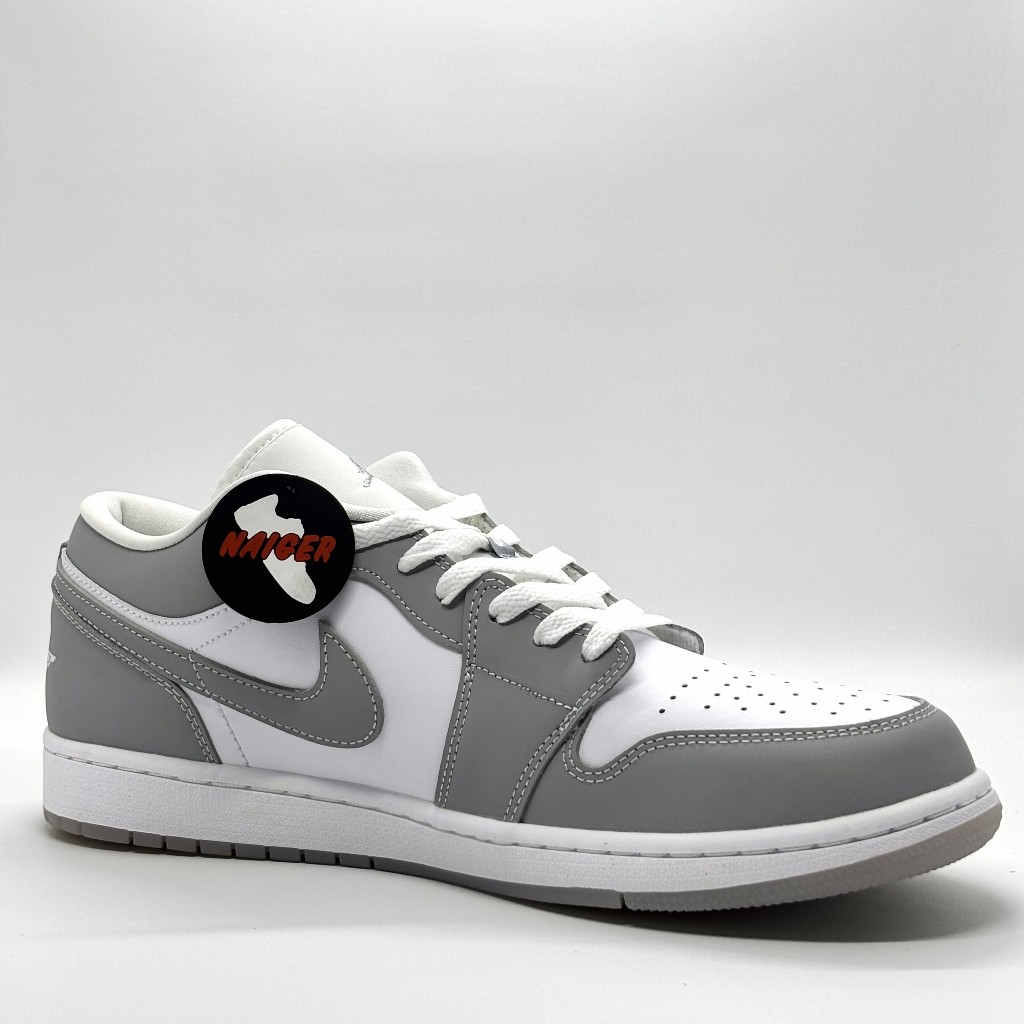 Air Jordan 1 Low White Wolf Grey Aluminum Authentic