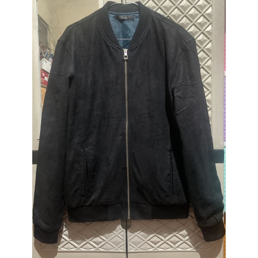 ORIGINAL JACKET BOMBER ZARA ZIPPER SUEDE BLACK