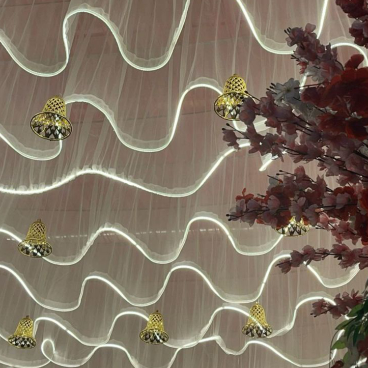 Lampu Skriting Dekorasi Plafon Tenda Organza Kain Kaca