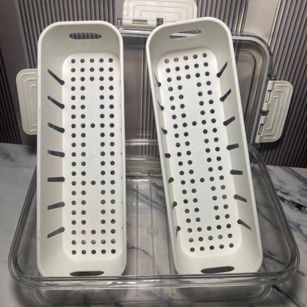 FOOD CONTAINER KECIL 2 SEKAT BOX STORAGE SAYUR/ BUAH PENYIMPANAN AWET DI KULKAS