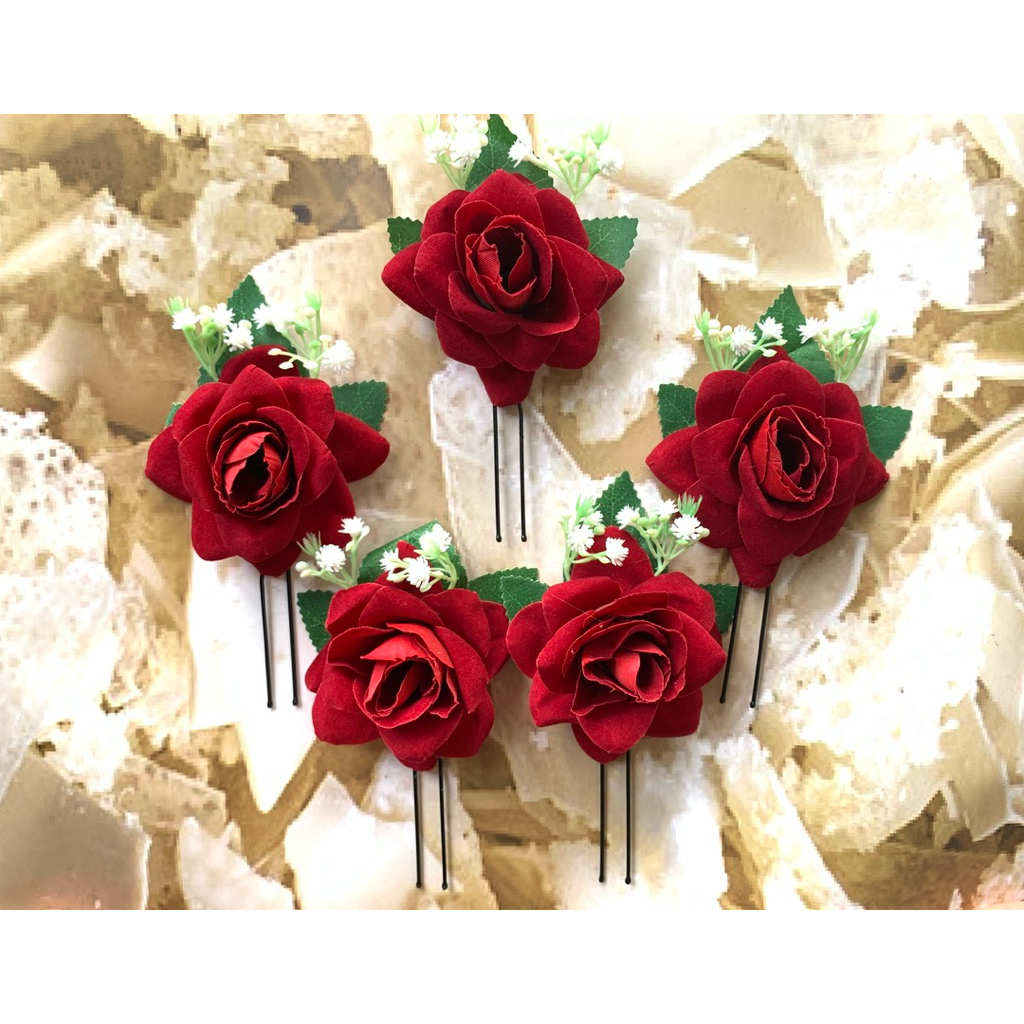 Tusuk Sanggul Mawar/Tusuk Konde Bunga Mawar/Hiasan Rambut Bunga Mawar