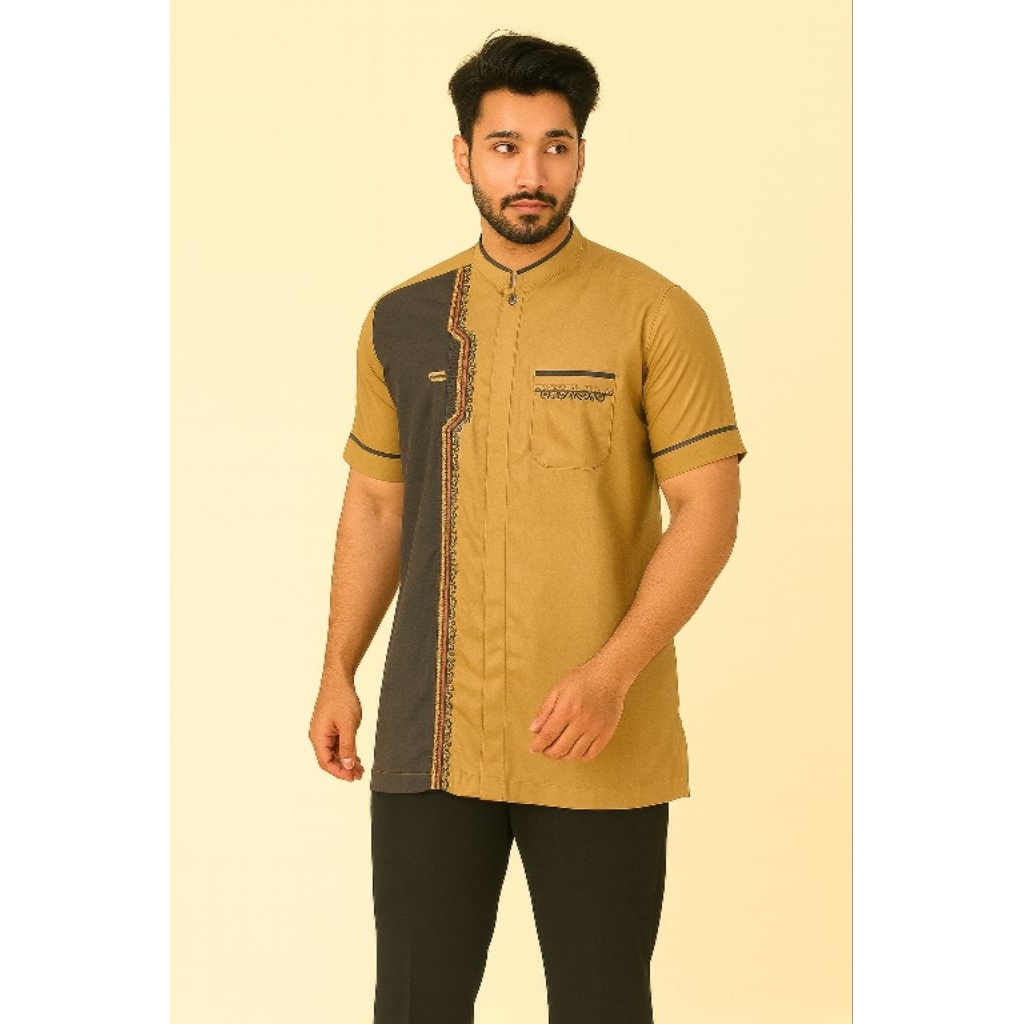 BAJU KOKO LENGAN PENDEK, KOKO PENDEK, KOKO KOMBINASI, BAJU KOKO PRIA