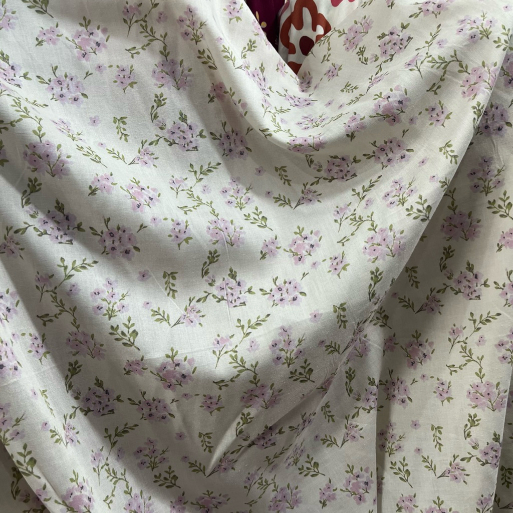 Kain Katun Rayon Viscose Premium Motif Bunga Kecil Premium | Kain Meteran Lembut Elegan Buat Daster,