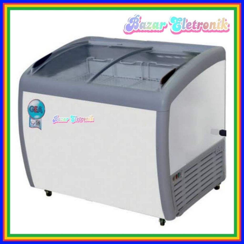 GEA Chest Freezer 360 Liter Sliding Curve Glass SD360BYR / BOX FREEZER GEA SD 360 BYR