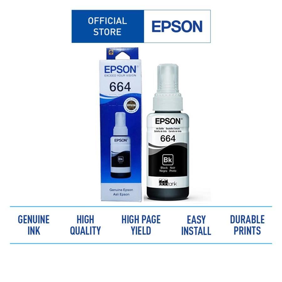 Tinta Printer Epson 664 Original - 1 Set 4 Warna (Hitam, Magenta, Cyan, Kuning) untuk Epson L110, L1