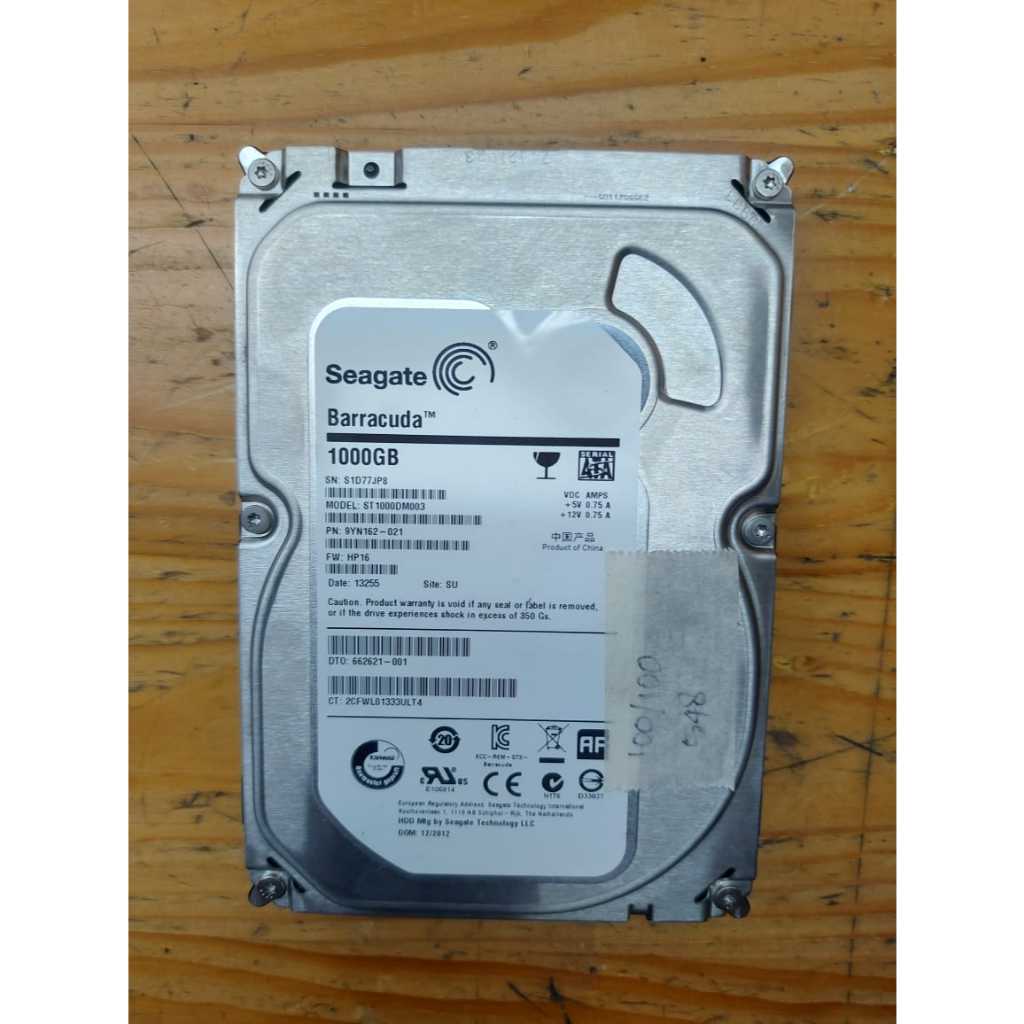 Hardisk Seagate 1 TB Second Sentinetel 100 persen pemakaian 548 hari kondisi bekas pemakaian foto se
