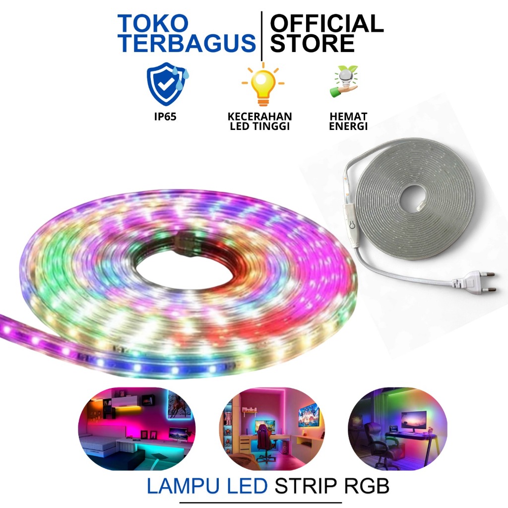 Lampu LED STRIP SELANG 3528 2835 220v METERAN 5050 OUTDOOR RGB