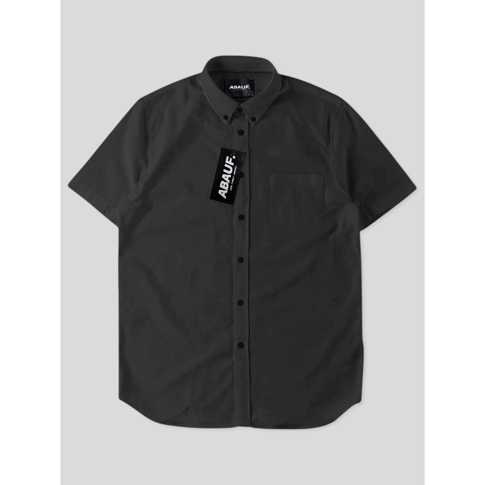 Baju Kemeja Polos Pria Lengan Pendek Jumbo Big Size M-XXXL Warna Abu Abu Tua | Atasan Hem Katun Dist