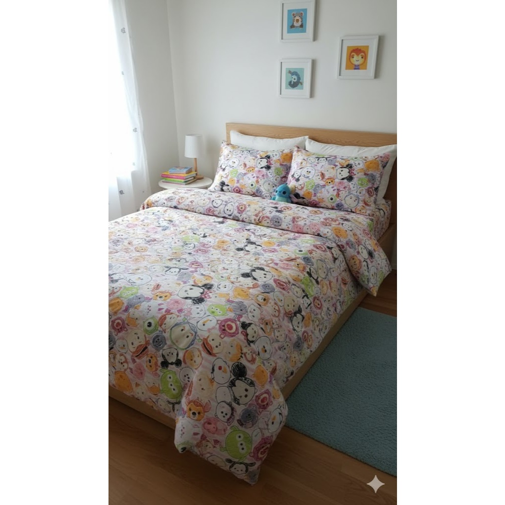Bedcover seprai katun motif anak perempuan
