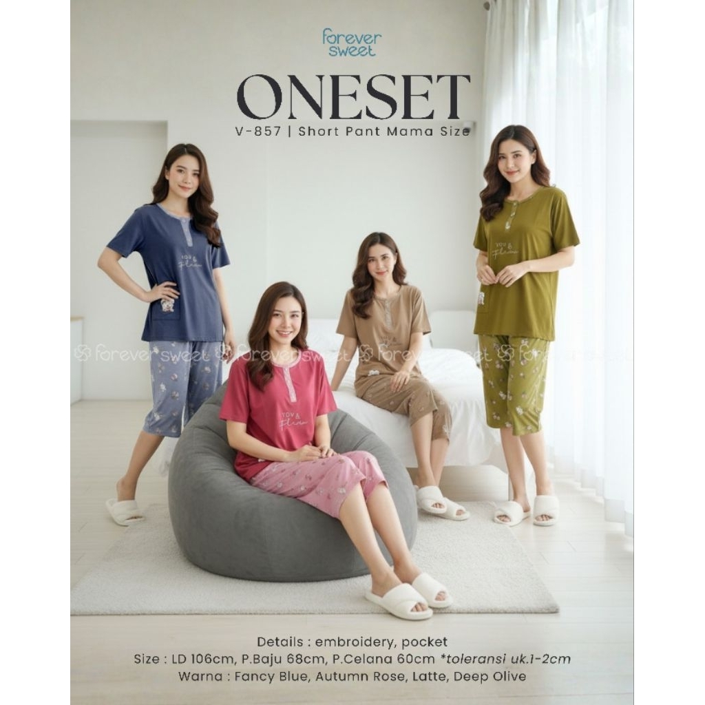 FOREVER SWEET-Setelan Baju Tidur Mama Size Celana Pendek