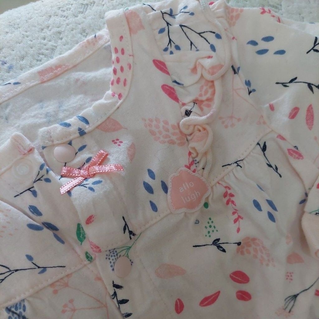 ALLO AND LUGH JP JUMPSUIT SLEEPSUIT ORIGINAL LIKE NEW PINK FLOWER CANTIK