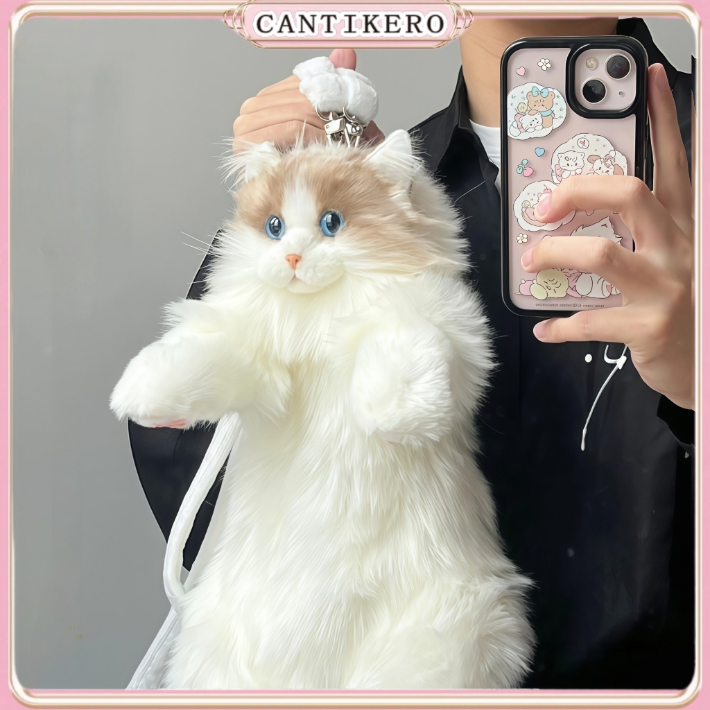 [Ready] Tas Boneka Kucing Ragdoll Simulasi Lucu /Tas Ransel Boneka Plush/ Boneka Kucing Tas Bahu Tun