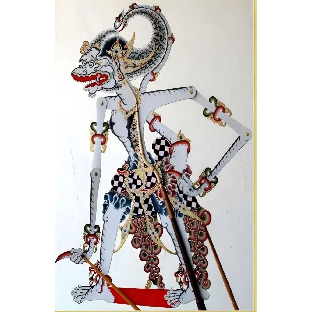 hiasan dinding lukisan cetak wayang Anoman plus bingkai ukuran 53 x35