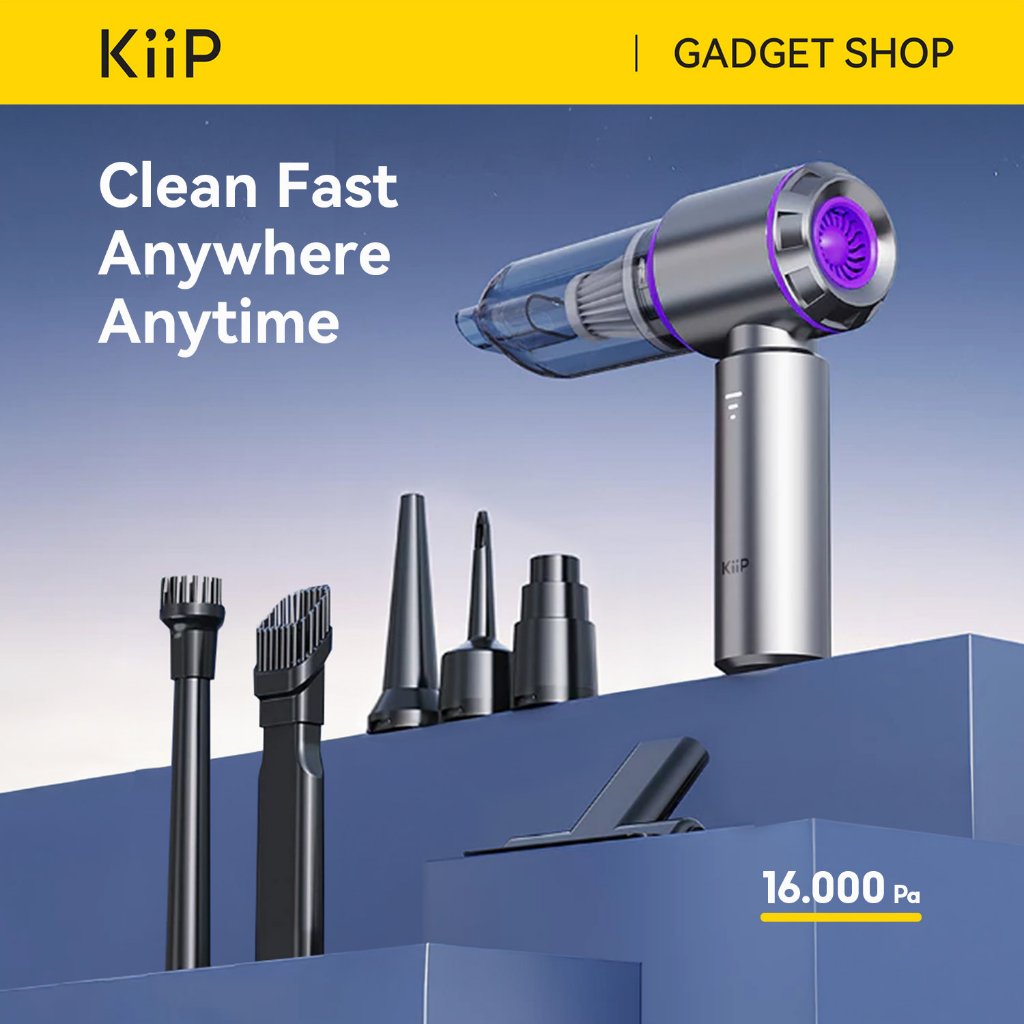 KiiP Vacuum Cleaner Portabel Tanpa Kabel Genggam 16000Pa 3 in 1 Penghisap Debu Mobil Wireless Kasur 