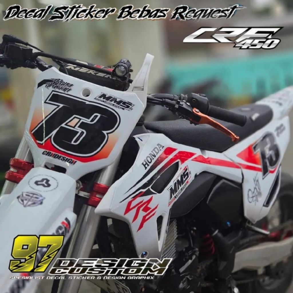 DECAL CRF 450 FULLBODY PUTIH KOMBINASI MERAH