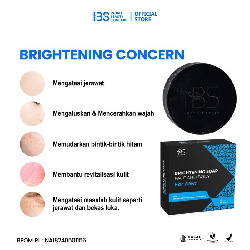 IBS Brightening Soap For Men 50g Charcoal Glutathione