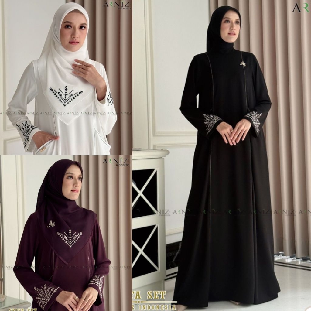 Syifa Dress Set Jilbab Paris Bordir By Arniz Collection Terbaru