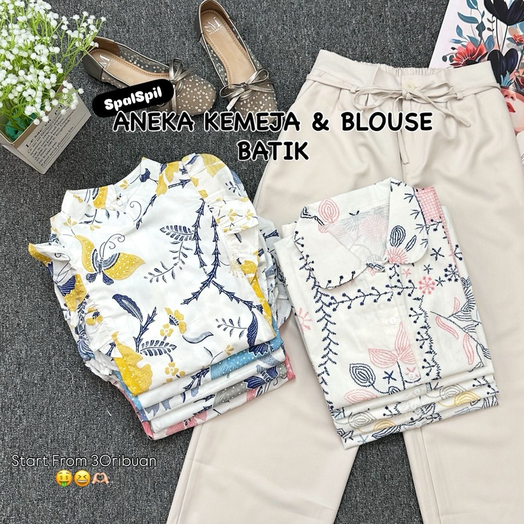 BLOUSE BATIK RUFFLE SAMPING Kode : 10060711