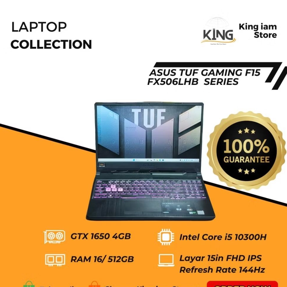 Laptop Gaming ASUS TUF Gaming F15 | Intel i5-10300H | Nvidia GTX 1650 | Layar 144Hz | Keyboard RGB