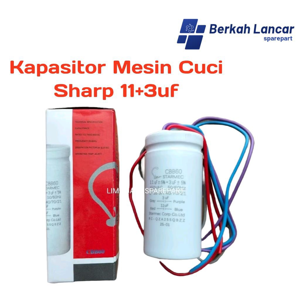 kapasitor mesin cuci Sharp 11+3uf