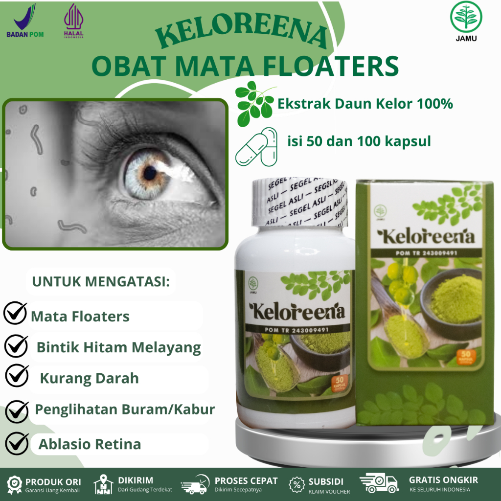 Keloreena Obat Untuk Mata Floaters, Obat Mata Bayangan,  Bintik Hitam Melayang, Penglihatan Ganda, P