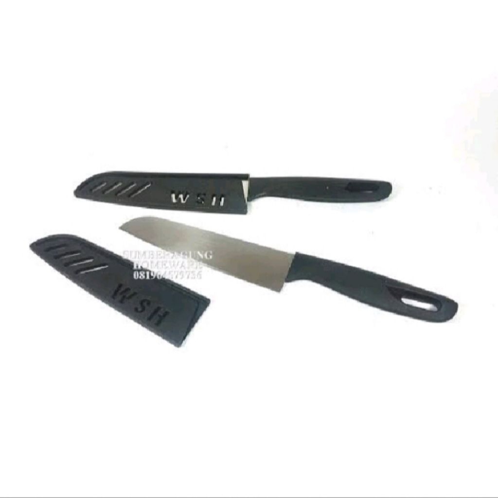 pisau hitam stainless steel awet tajam + sarung fruit knife pisau kecil potong buah sayur kentang ba