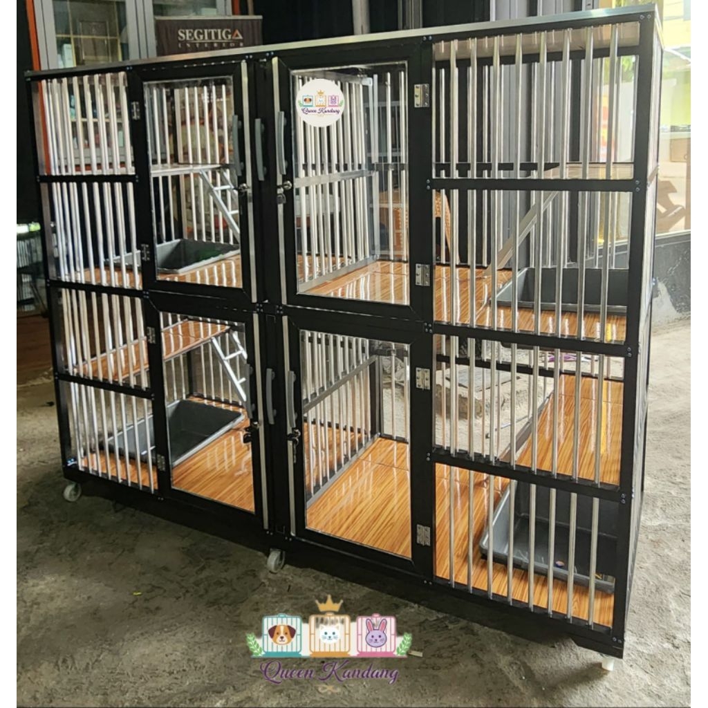 Kandang Kucing Aluminium 4 Pintu 2 Lantai Jeruji