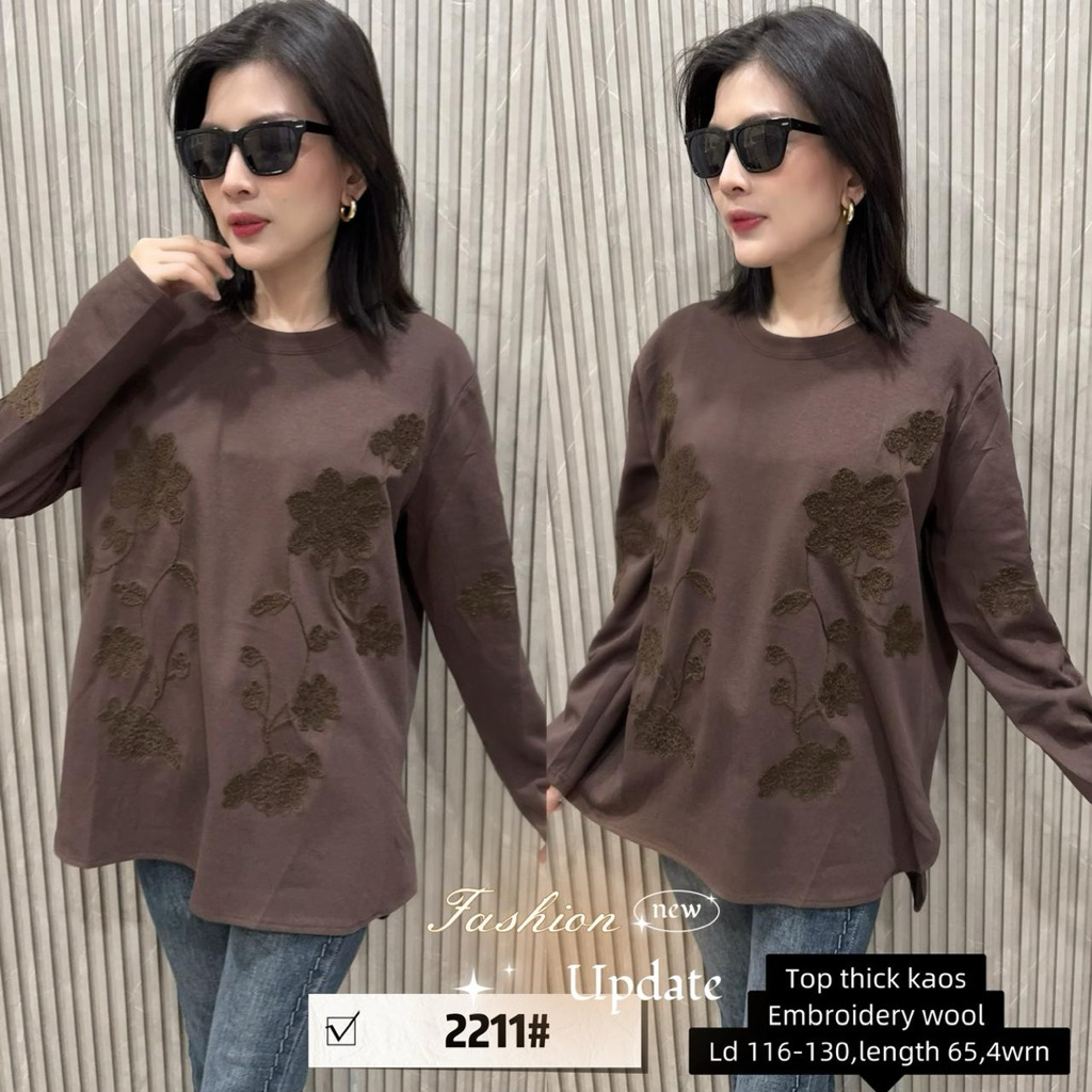 Kaos Wanita Lengan Panjang Bordir Terbaru