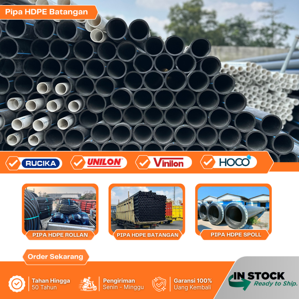 Pipa Hdpe Rucika 5 Inch Atau 125mm Pipa Batangan PN10 Perbatang 6Meter