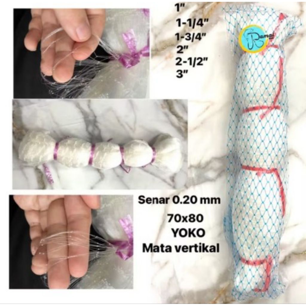 JARING JALA PUKAT IKAN UDANG BURUNG SENAR 0.20 LEBAR 70x80