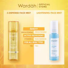 Wardah face mist  Penyegar Wajah setting Spray C-Defense Dan Lightening Face Mist