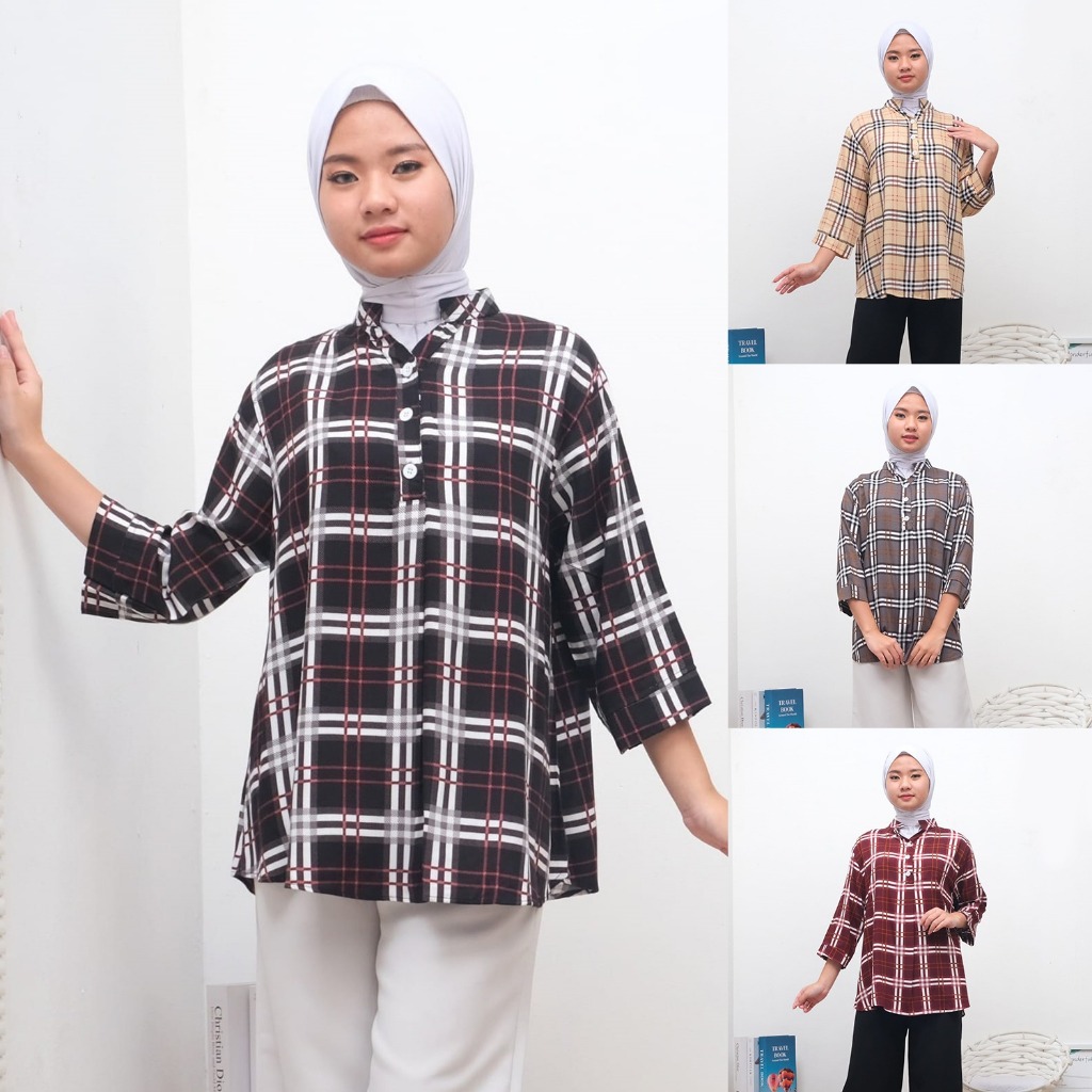 Trend Atasan Wanita Rayon Premium Kotak KS-02A LD110 LD120 Lengan 3/4