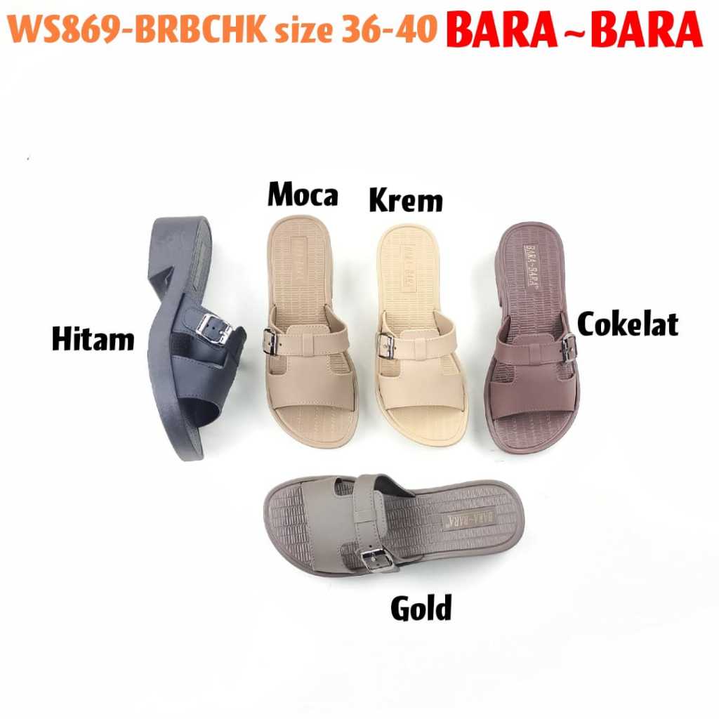 BARA BARA WS869-BRBCHK ORIGINAL jelly sandal karet wedges empuk murah selop wanita barabara import