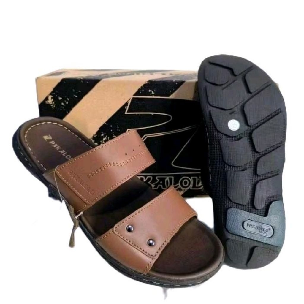 PAKALOLO ARJUNA 03 TAN Sandal Slide Pria Original Leather