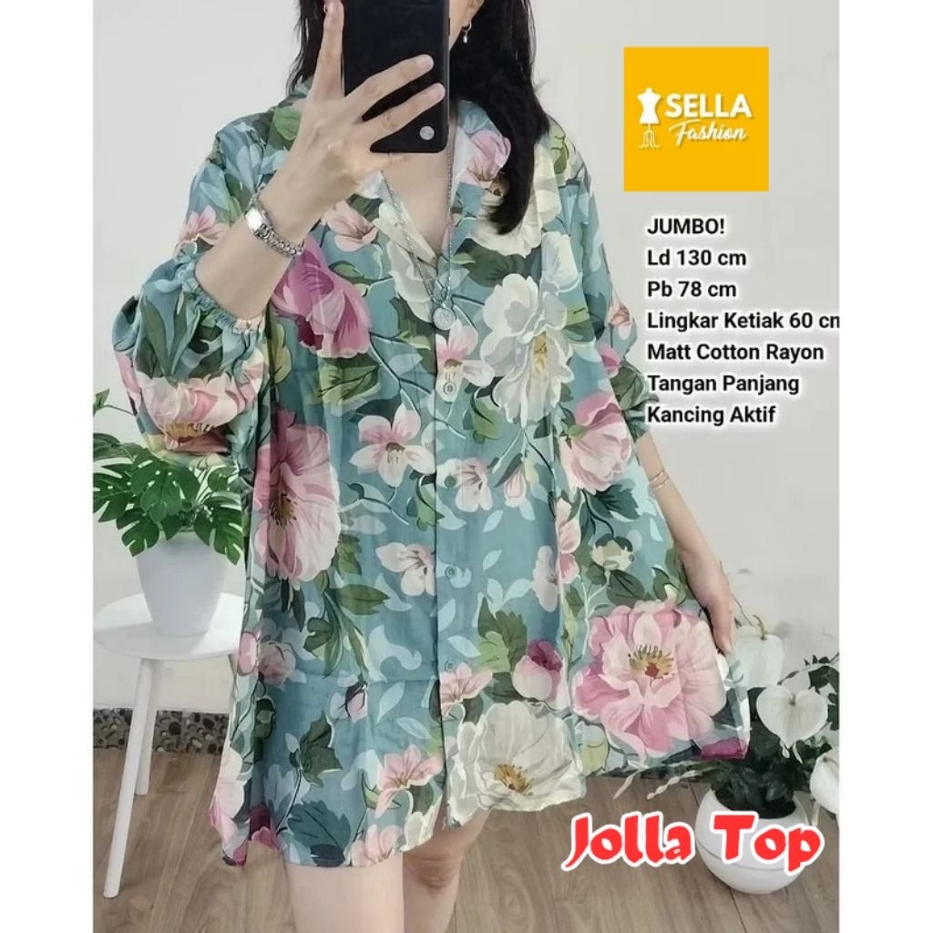 kemeja wanita jumbo ld 130 rayon printing niori vosa wesa mose jolla potia motif bunga terbaru busui
