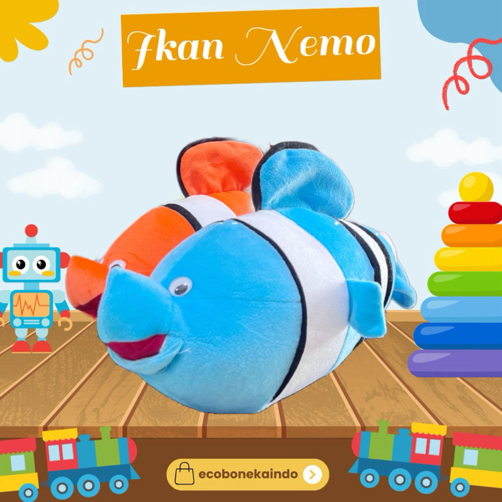 Boneka ikan nemo ikan laut lucu velboa boneka karakter ikan badut orange hitam boneka ikan ikanan ec