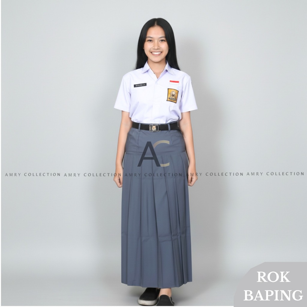 Rok Sekolah Panjang Rempel pinggang Bawah SMP SMA Twist Rok Sekolah Baping Seragam Sekolah