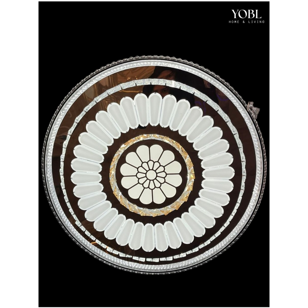 Lampu Hias Plafon LED Bulat Modern Klasik D50cm 3 Cahaya