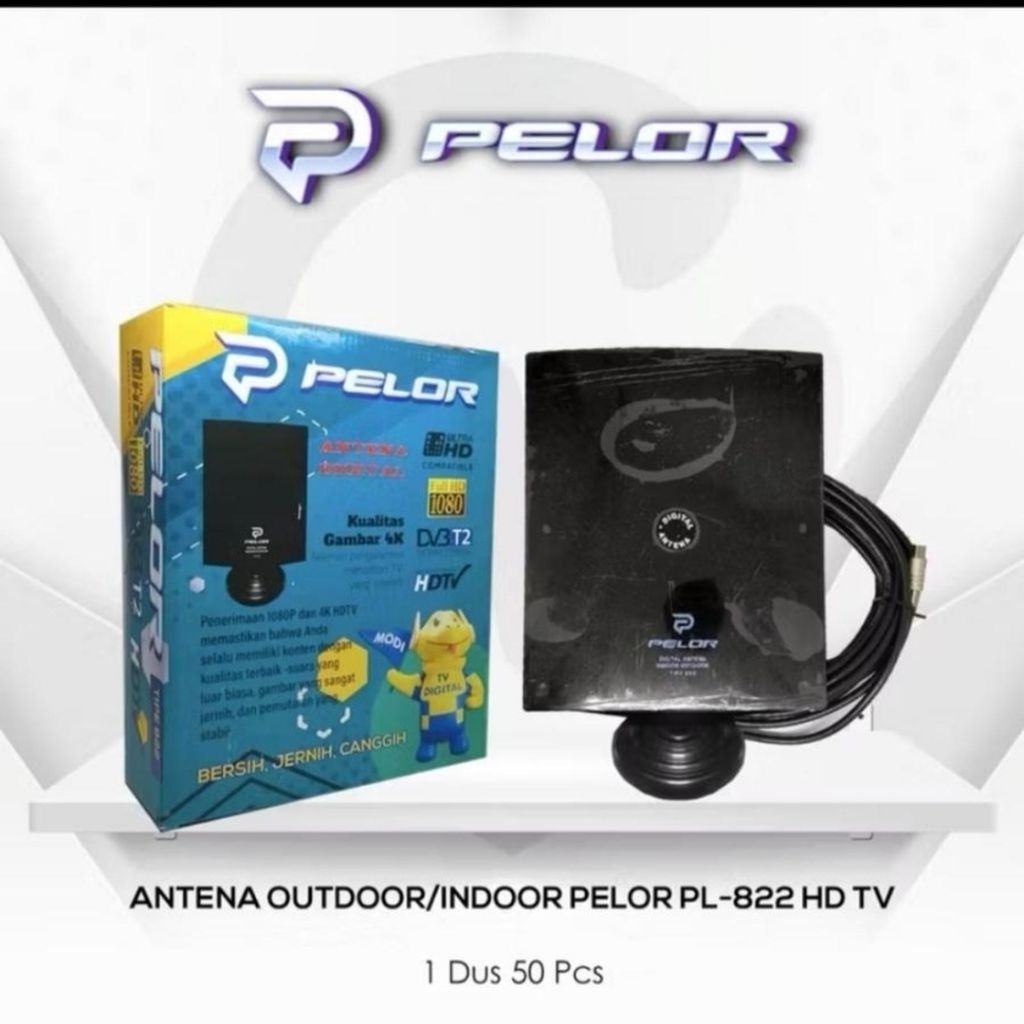 Antena TV Digital PELOR 822 TV DVB T2 - Penerimaan Full HD 1080P dan Ultra HD 4K HDTV, Kabel Coaxial
