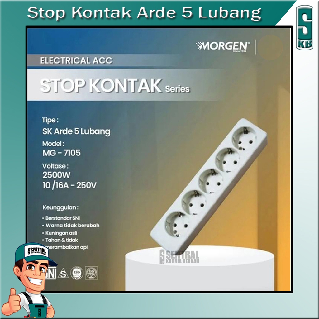 Stop Kontak Arde 5 Lubang Morgen MG-7105