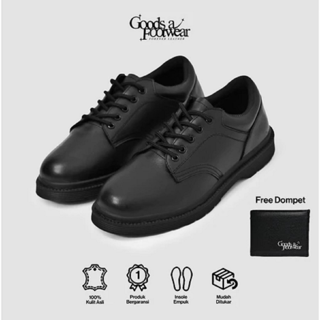 X-ONE Sepatu Formal Docmart Pria | Jossie Docmart Hitam Glossy