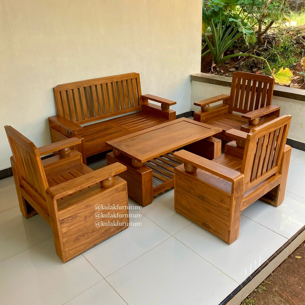set kursi tamu bola koper kayu jati / set meja tamu minimalis jati / kursi tamu minimalis jati