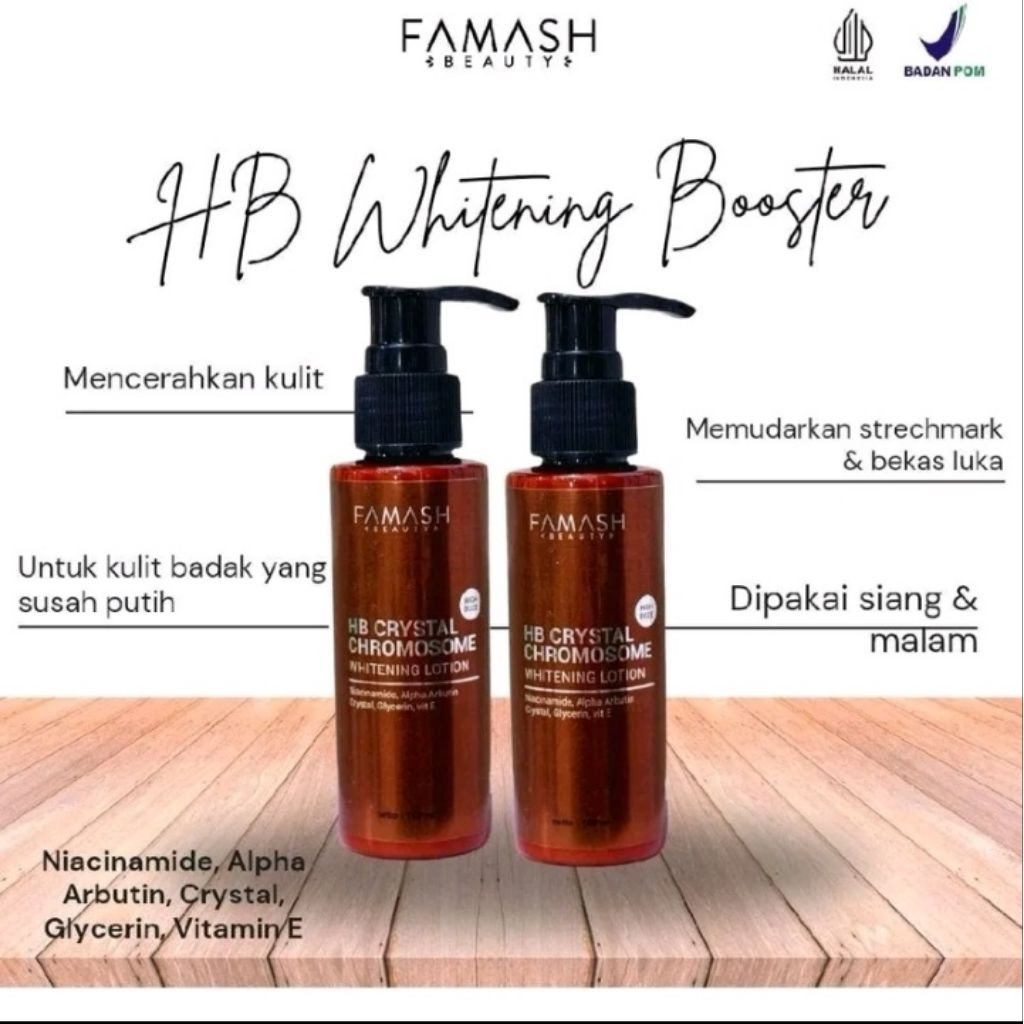 (Bundling 2 pcs ) HB CRYSTAL WHITENING BOOSTER CROMOSHOME DOUBLE STRONG 100ml BY FAMASH BEAUTY