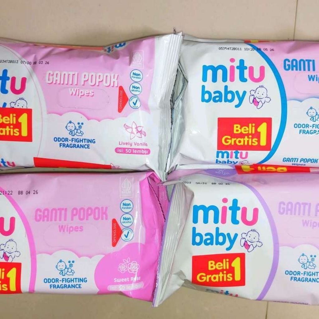 6 PCS/3 PACK TISU BASAH MITU 50S