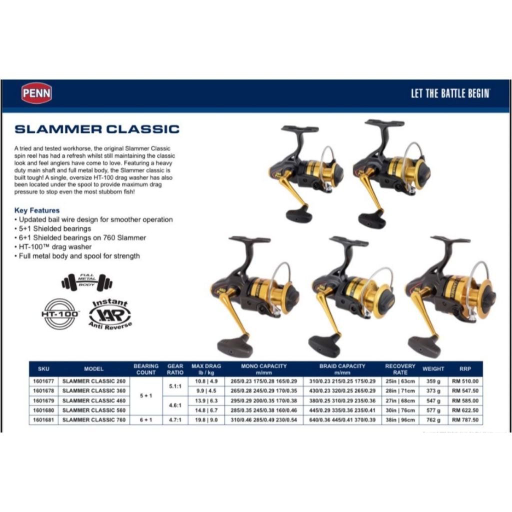 REEL PANCING PENN SLAMMER CLASSIC 260 360 460 560 760 NEW | REEL SPINNING | REEL LAUT | REEL PENN | 