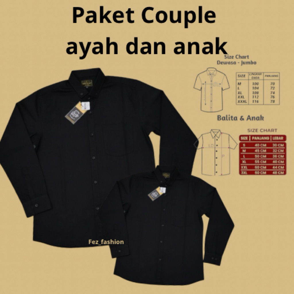 paket kemeja couple ayah dan anak baju couple ayah dan anak kemeja hitam couple ayah dan anak kemeja