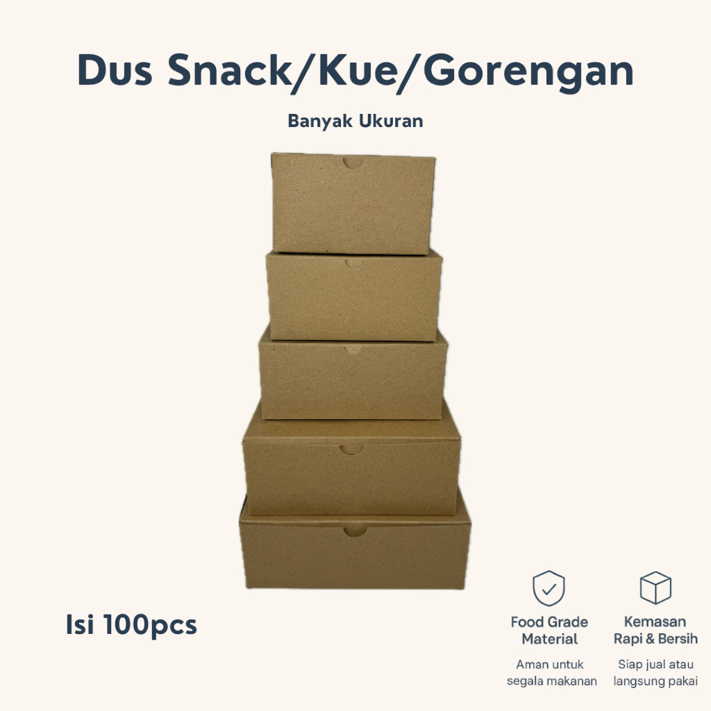 (100PCS) Dus Kue | Dus Snack | Dus Nasi Kotak | TEBAL 330gsm | Box Nasi | Box Kue | Nasi Kotak