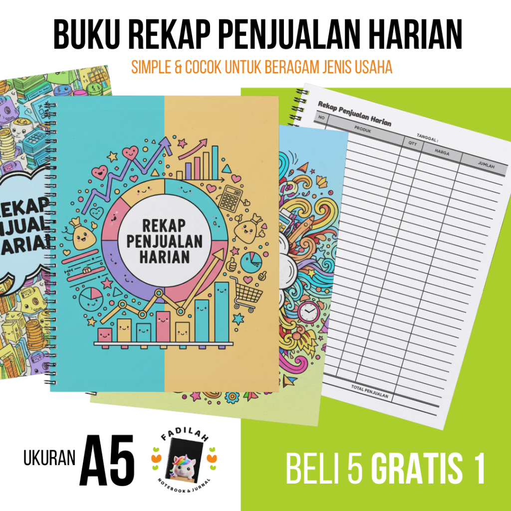 Buku Rekap Penjualan Harian Simple A5 | Jurnal Penjualan Harian | Buku Catatan Usaha UMKM Harian